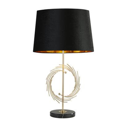 Roman Table Lamp - Gold Metal, Black Marble, Black Velvet