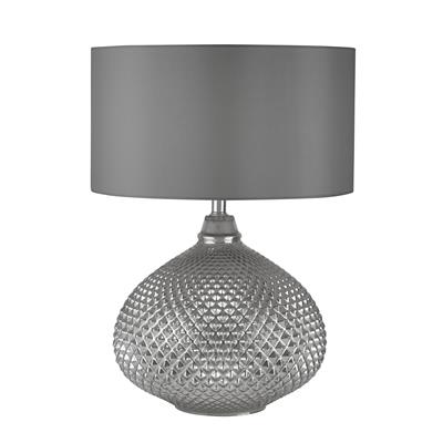 Lux & Belle 2Lt Table Lamp - Silver, Chrome & Fabric Shade