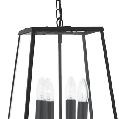 Lantern Noir 4Lt Ceiling Pendant - Black Metal & Glass