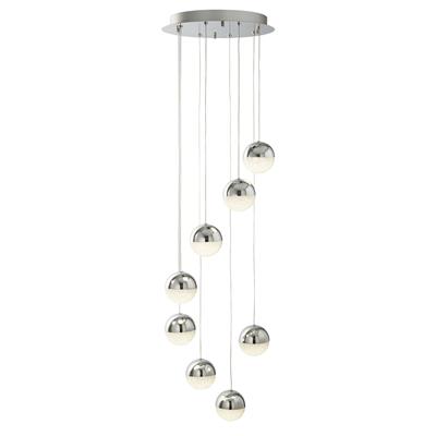 Marbles 8Lt Multi-Drop Pendant -  Chrome, Crushed Ice Shade