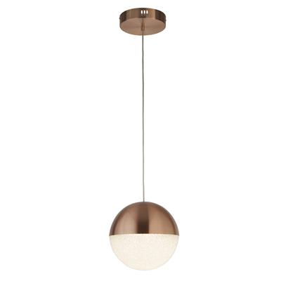 Marbles LED Pendant - Copper Metal & Crushed Ice Shade
