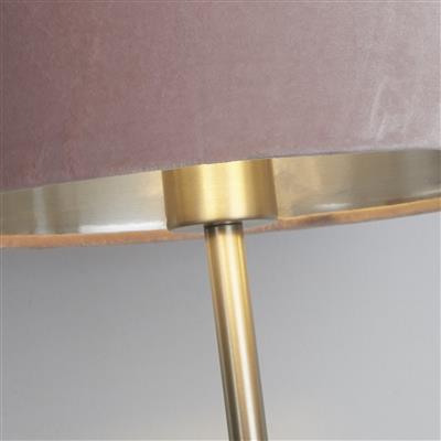 Finn USB Table Lamp - Satin Nickel Metal & Pink Velvet Shade