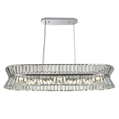 Uptown 10Lt Oval Pendant - Chrome Metal & Clear Crystal