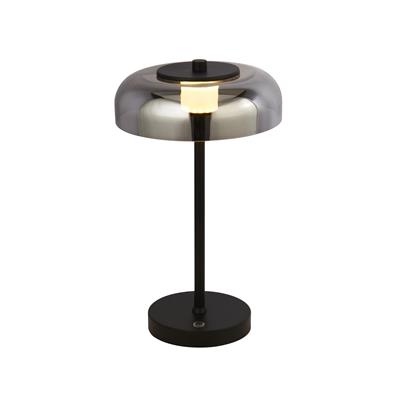 Frisbee Table Lamp  - Black Metal & Smoked Glass