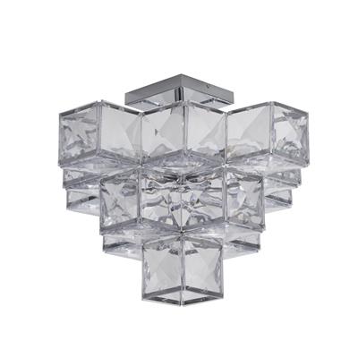 Glacier 5Lt Semi Flush Ceiling Light - Chrome & Acrylic