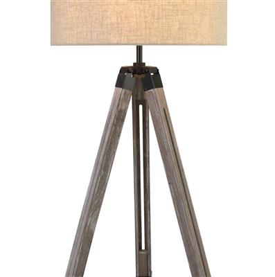 Easel Floor Lamp - Light Wood & Cream Linen Shade