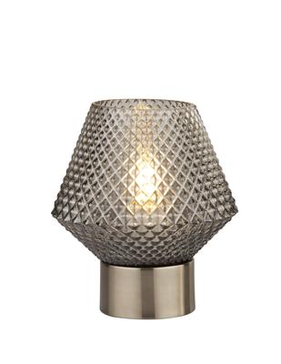 Avia Table Lamp - Black Chrome Metal & Smoked Glass