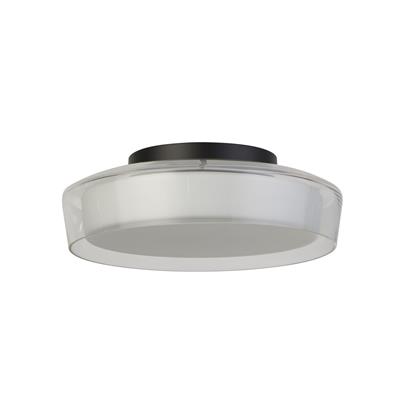 Puck Flush Bathroom Ceiling Light - Black Metal & Opal, IP44
