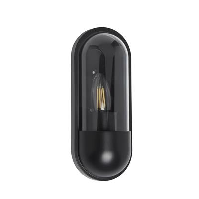x Capsule Outdoor Wall Light - Black Metal & Clear Polycarb