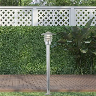 x Conrad Outdoor Post- Galvanised Silver Metal & Clear Glass