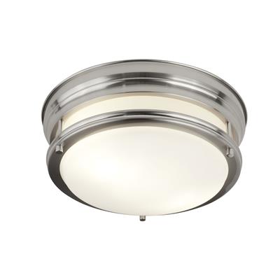 Edinburgh 2Lt Flush - Satin Silver & Opal Glass, IP44