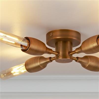 Tubes 4Lt Flush Ceiling Light - Bronze Metal