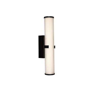 Clamp Wall Light - Black Metal, Ribbed Clear & Opal Glass