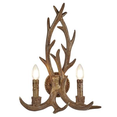 Stag 2Lt Wall Light - Wood Finish Resin