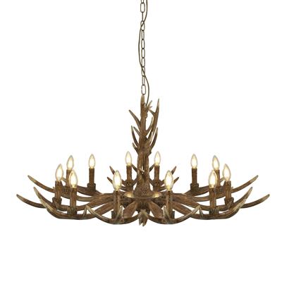 Stag 12Lt Ceiling Pendant - Wood Finish Resin