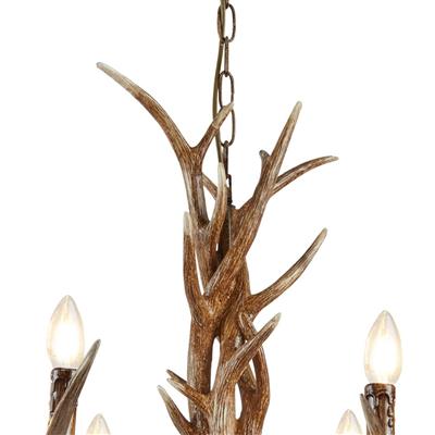 Stag 6Lt Ceiling Pendant - Wood Finish Resin