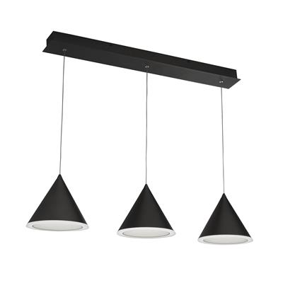 Conical 3Lt LED Bar Pendant - Black - BLACK