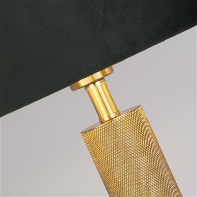 London Table Lamp - Knurled Brass & Green Velvet Shade