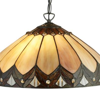 Pearl 2Lt Ceiling Pendant - Antique Brass & Stained Glass