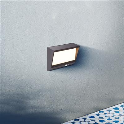 Solar Outdoor Wall Light - Black Metal & White Polycarbonate
