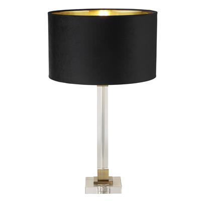 Scarborough Table Lamp - Crystal, Brass Metal & Black Velvet