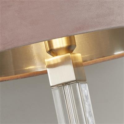 Scarborough Table Lamp- Crystal, Satin Nickel & Pink Velvet