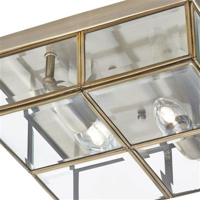 Pisa 2LT Flush -Antique Brass with Clear Bevelled Glass