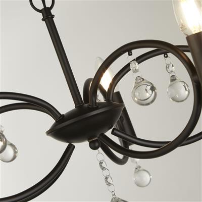 Infinity 5Lt Ceiling Pendant - Black & Crystal Glass