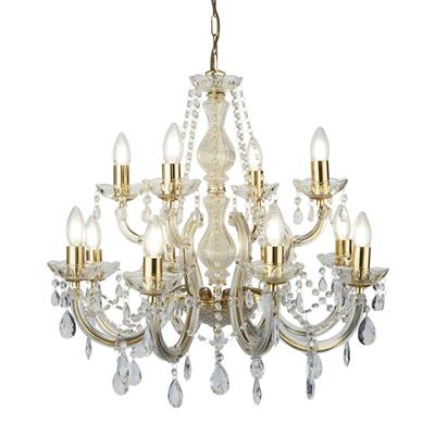 Marie Therese 12Lt Chandelier-Polished Brass & Clear Acrylic