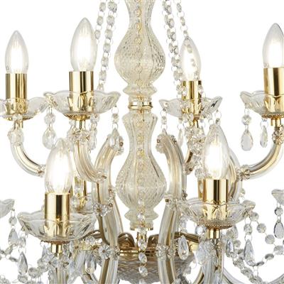 Marie Therese 12Lt Chandelier - 
Polished Brass & Crystal