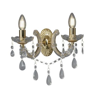 Marie Therese 2Lt Wall Light-Polished Brass & Clear Crystal