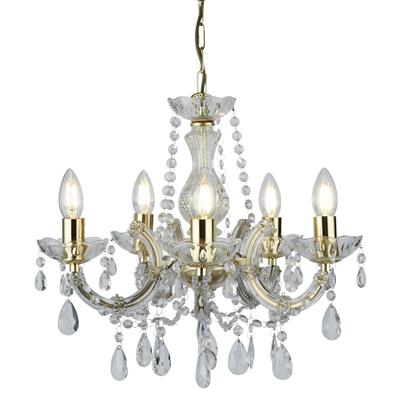 Marie Therese 5Lt Pendant - Polished Brass & Clear Acrylic
