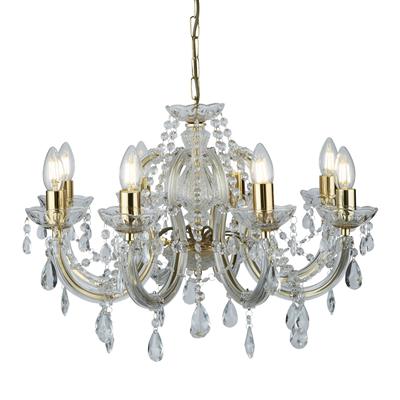 Marie Therese 8Lt Pendant - 
Polished Brass & Clear Crystal