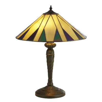 Charleston Tiffany Table Lamp -Antique Brass, Stained Glass