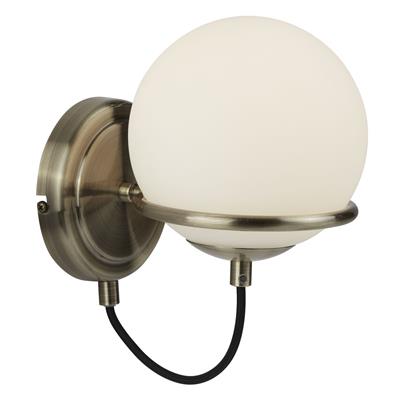 Sphere Wall Light - 
Antique Brass with Opal Glass Shade