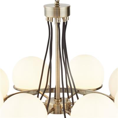 Sphere 8Lt Ceiling Pendant - Antique Brass & Glass Shades