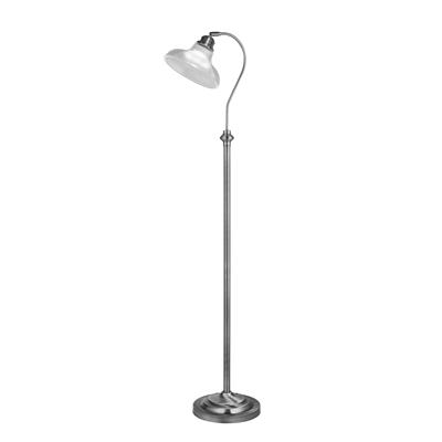 Bistro III Floor Lamp - Satin Silver & Glass