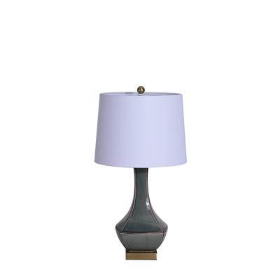 Lux & Belle 1LT Table Lamp-Blue Ceramic & White Linen Shade