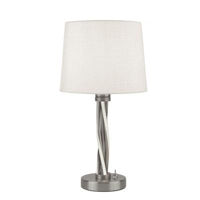 Vegas Table Lamp  - Satin Silver Metal & Ivory Hessian Shade