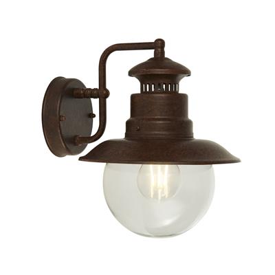 Station Outdoor Wall Light- Rustic Brown & Clear Glass