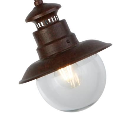 Station Outdoor Pendant - Rustic Brown & Clear Glass, IP44