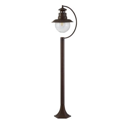 Station Outdoor Post - Brown Metal & Clear Glass