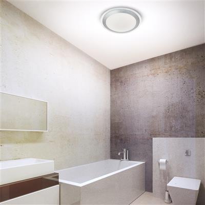 Chester LED Bathroom Flush - Acrylic & Silver Metal, IP44