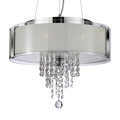 ORION PENDANT - 4LT PENDANT, CHROME WITH FROSTED GLASS AND C