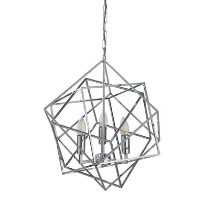 Cube 3Lt Pendant Ceiling Light - Polished Chrome