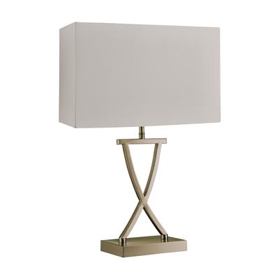 Club Table Lamp- Antique Brass Metal & White Faux Silk Shade