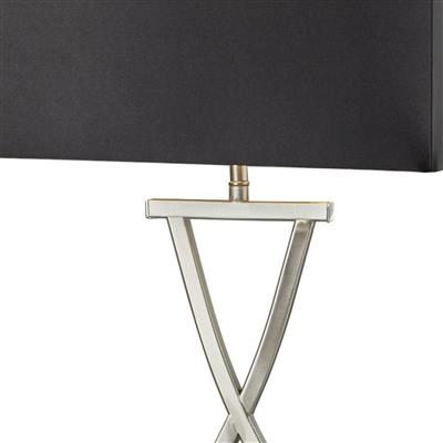 Club Table Lamp - Satin Silver Base & Fabric Shade