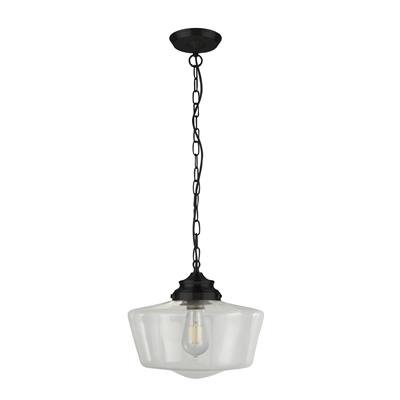 School House Ceiling Pendant - Metal & Clear Glass