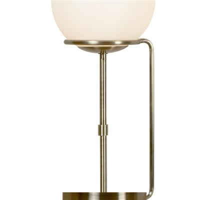 Sphere  Table Lamp  - Antique Brass Metal & Opal Glass