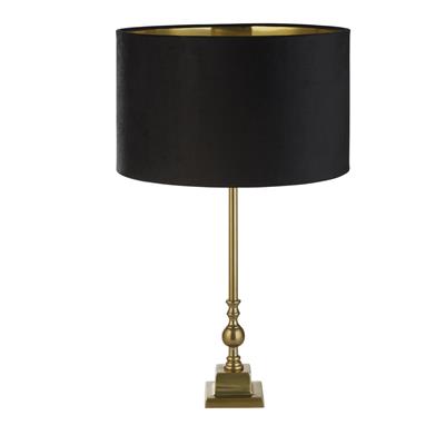 Whitby Table Lamp - Antique Brass Metal & Black Velvet Shade